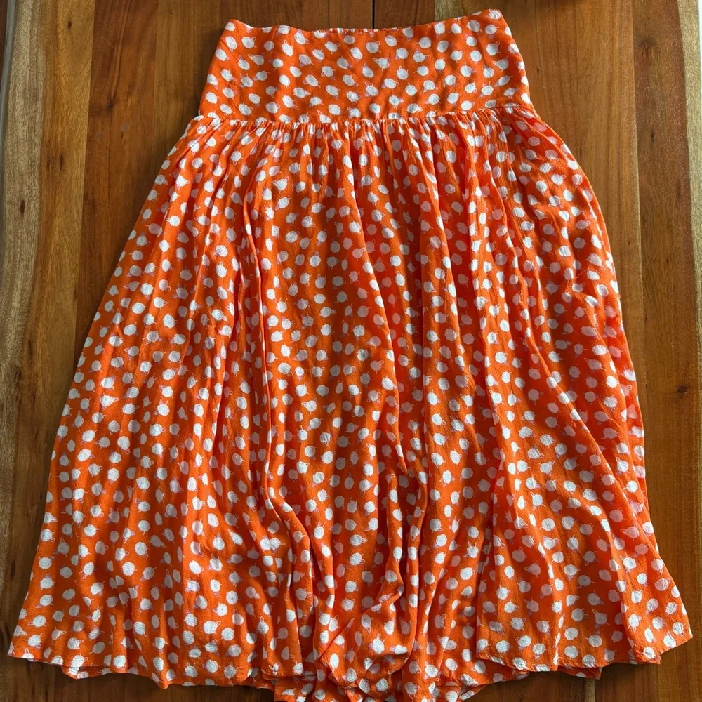 Anthropologie Vibrant Red Floral Midi Skirt - Picture 5 of 10